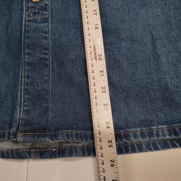 Lee Denim Skirt Womens 8 Blue Button Front A-Line Midi Stretch 5 Pocket Cowgirl - Picture 6 of 9